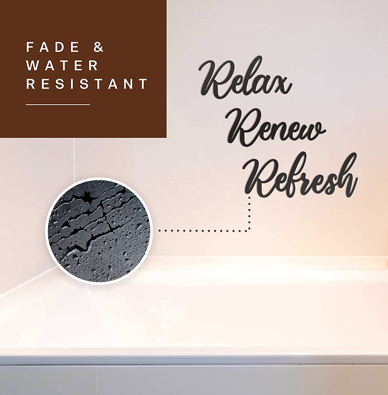 Relax Renew Refresh Sign Metal Wall Decor - 20"X19" 3 PCS Black Modern Beautiful Relax Renew Refresh Farmhouse Metal Wall Signs