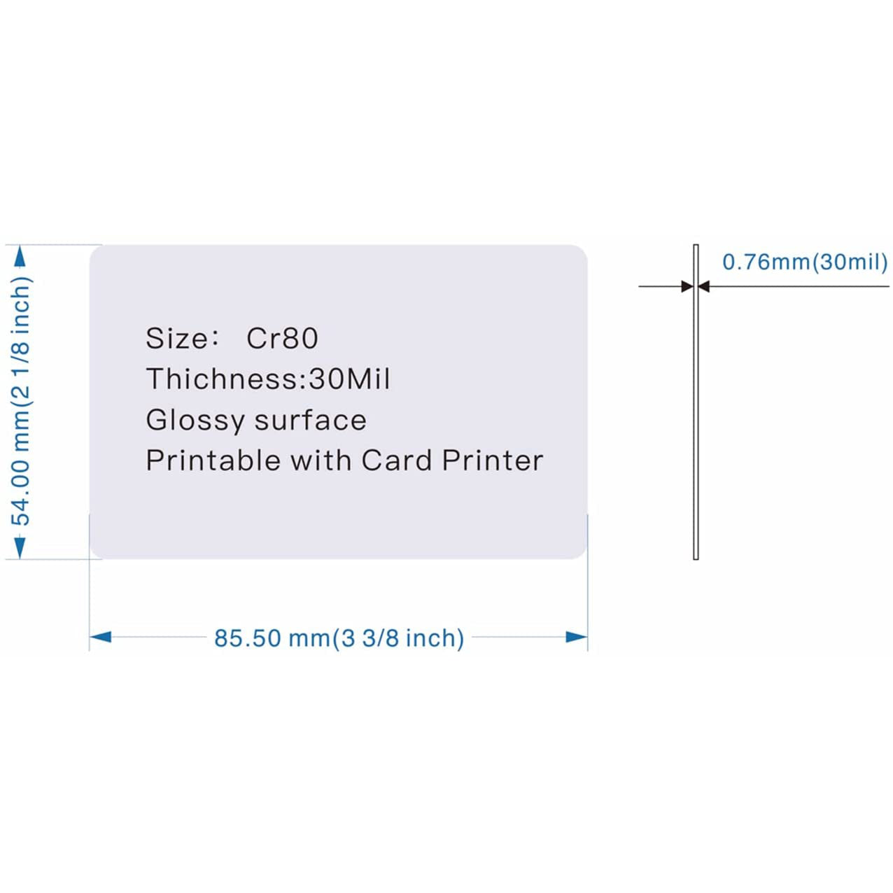 CR80 30 Mil Inkjet Printable PVC ID Cards PVC - Waterproof & Double Sided Printing - Works with Epson & Canon Inkjet Printers Gialer 100 Pack