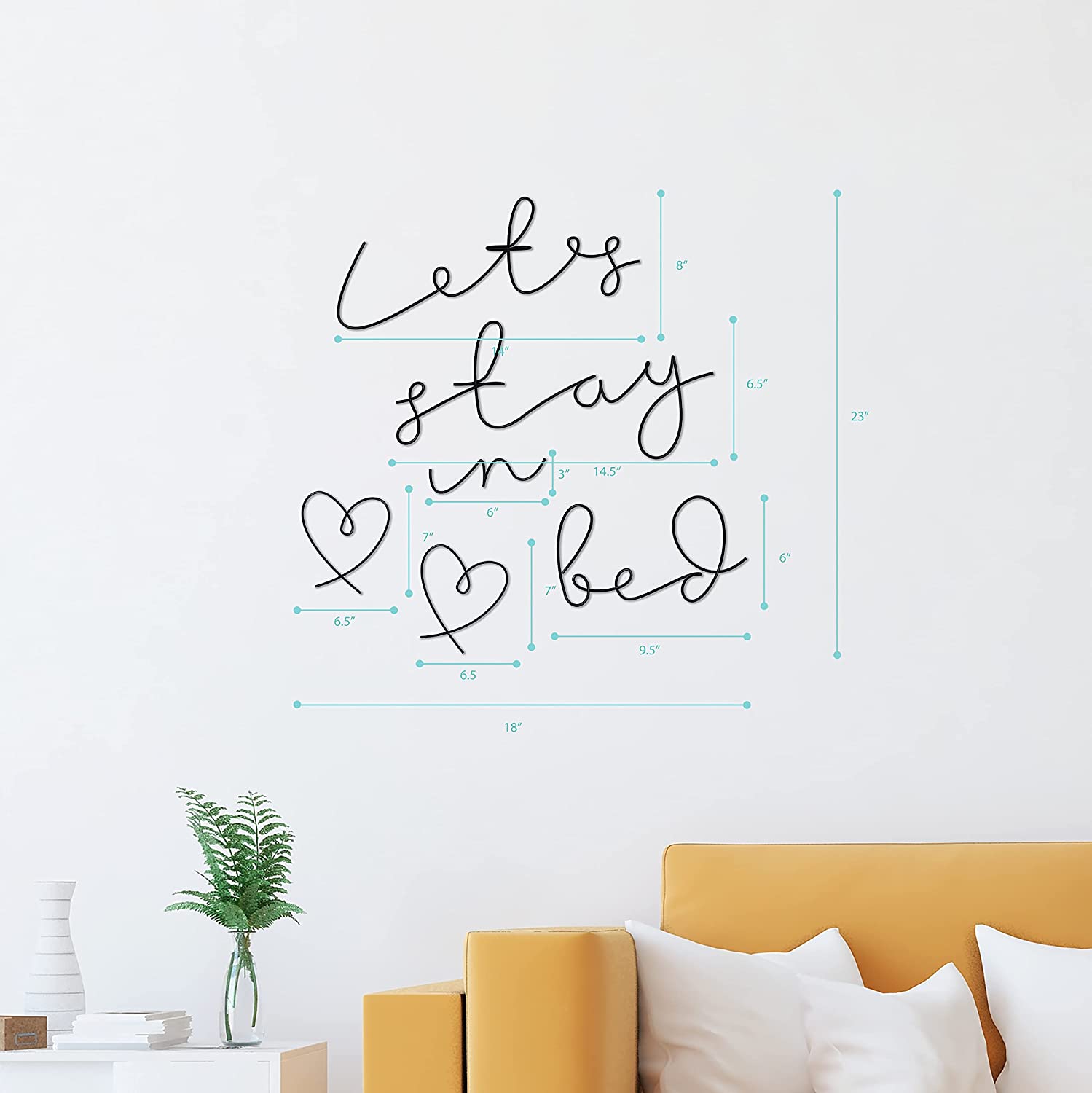 Lets Stay In Bed Wall Decor - 18"X23" Lets Stay Home Black Metal Wall Decor for Bedroom