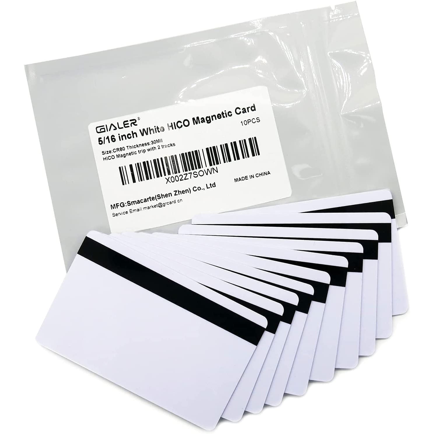 Gialer 5/16inch HiCo Magnetic Stripe Premium White PVC Cards - CR80 30Mil Blank PVC Plastic Card