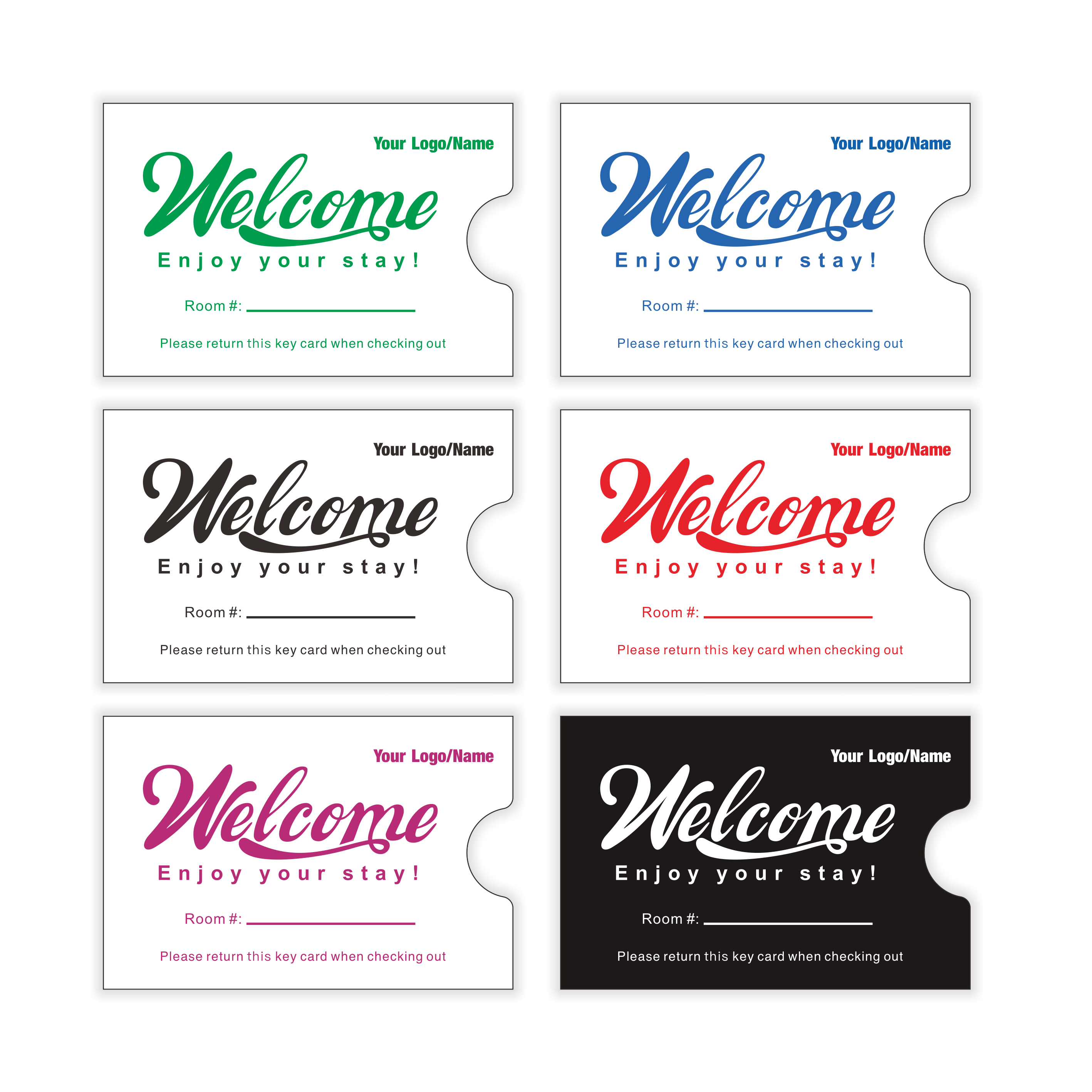 Customizable Cashier Depot hotel Keycard Envelope/Sleeve" Welcome Enjoy your stay!" 2-3/8" x 3-1/2"