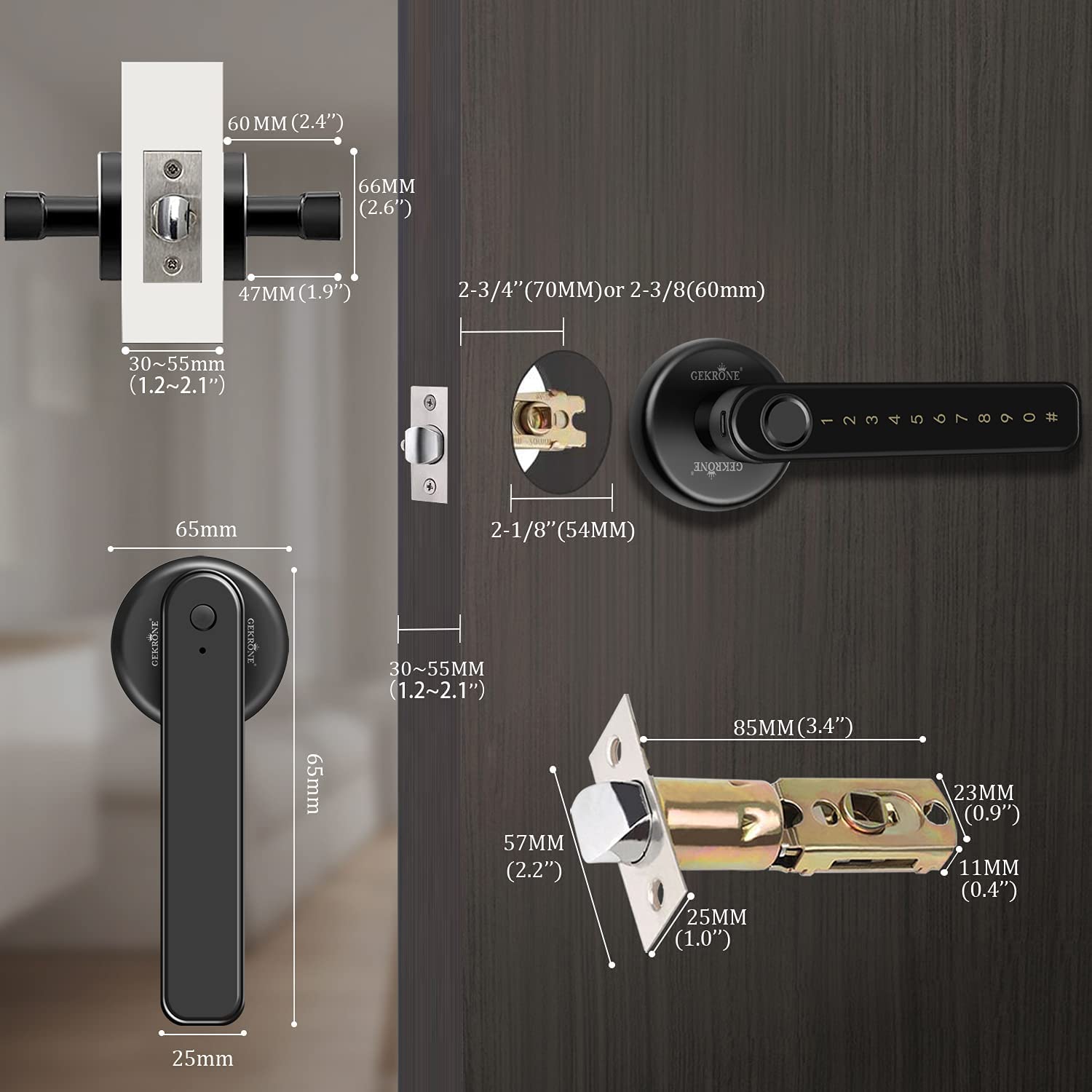 Fingerprint Lock with Touchscreen Smart Room Door App Digital Lever Lock