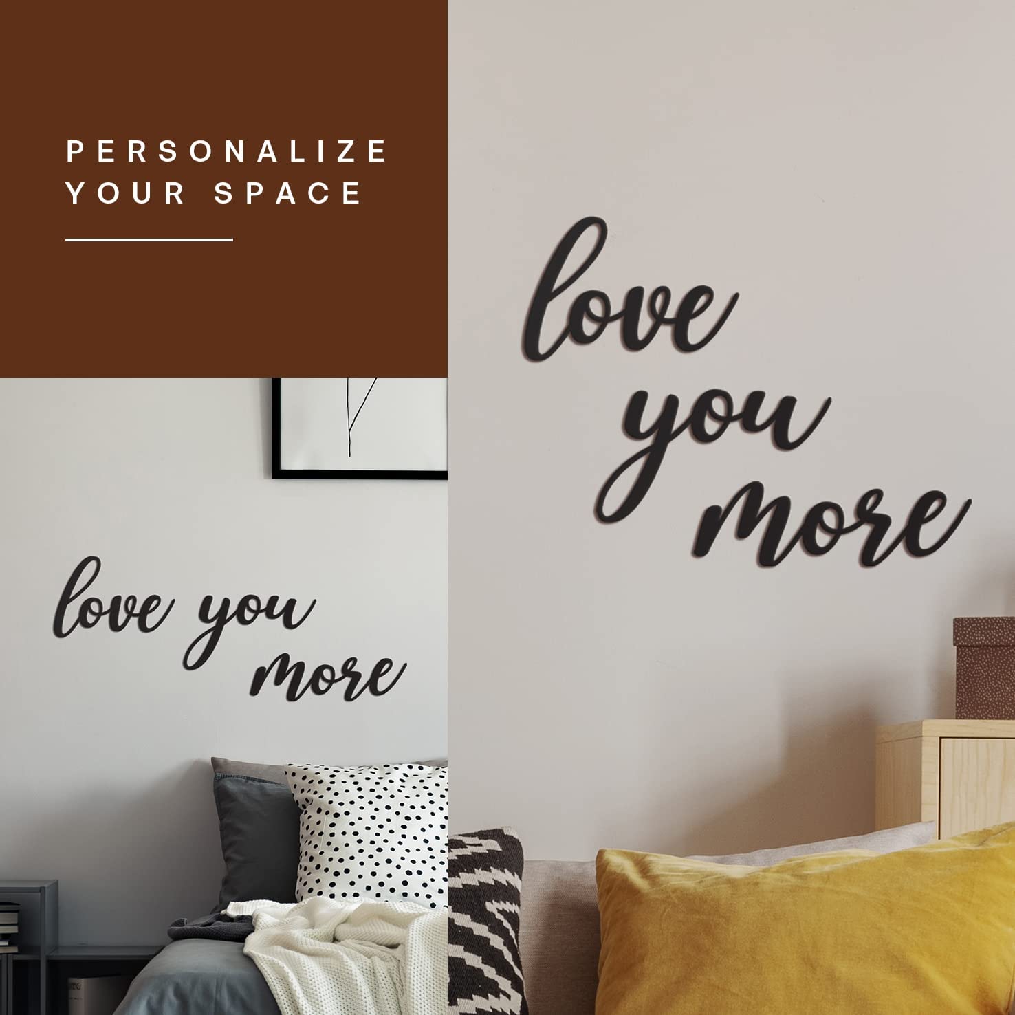 Love You More Sign Metal Wall Decor - 25"X21" Black Modern Beautiful I Love You More Sign for Hanging Any Room Love You More Love You Most Wall Art Love You More Decorations
