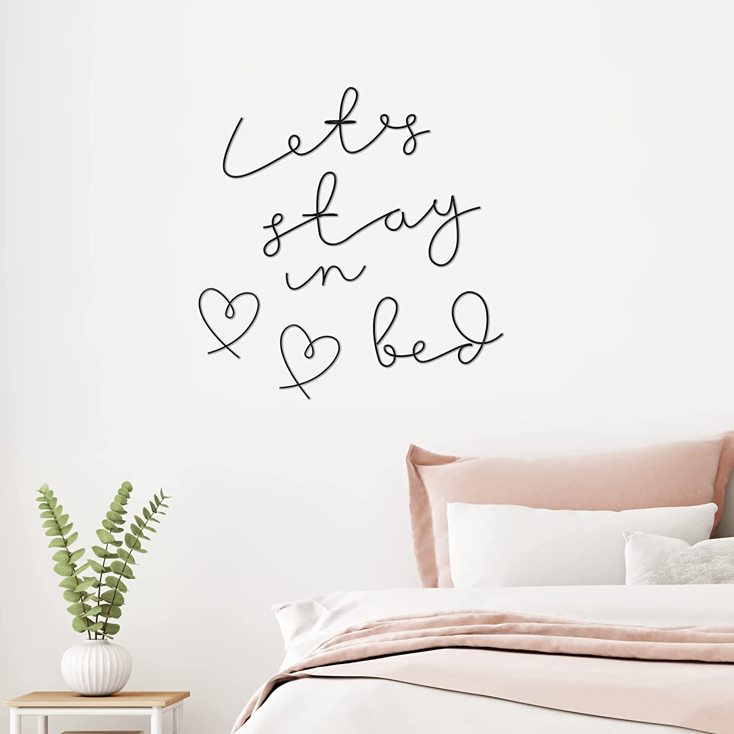 Lets Stay In Bed Wall Decor - 18"X23" Lets Stay Home Black Metal Wall Decor for Bedroom