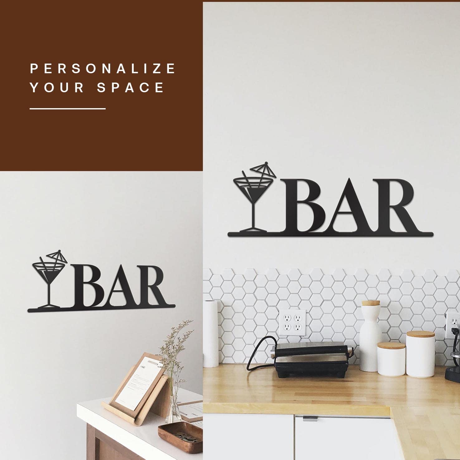 Home Bar Signs Metal Bar Wall Decor - 18"x7" Black Bar Letters Modern Fashion Bar Decorations For The Home Bar Set Bar Decor For Home Bar Decor