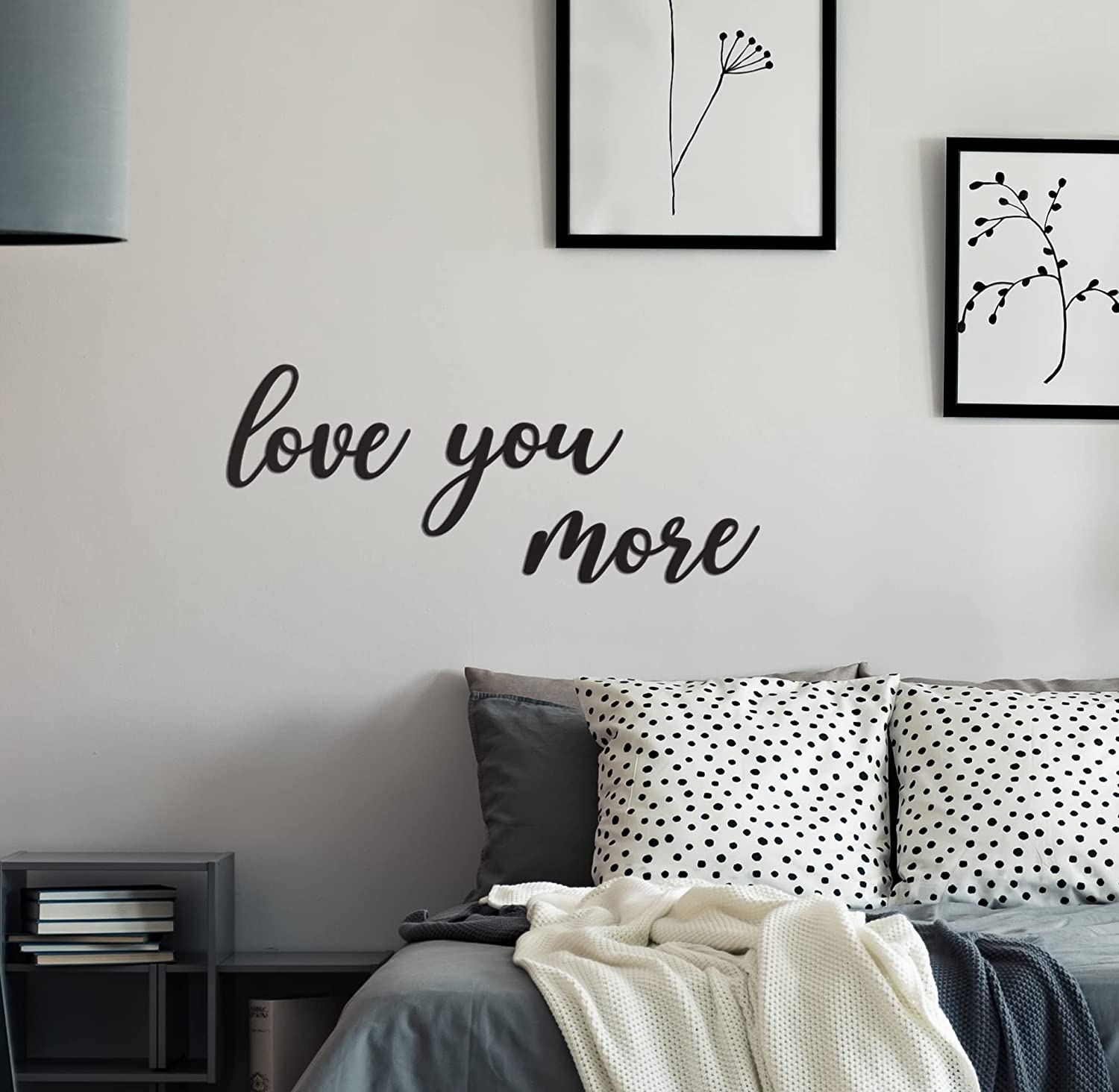 Love You More Sign Metal Wall Decor - 25"X21" Black Modern Beautiful I Love You More Sign