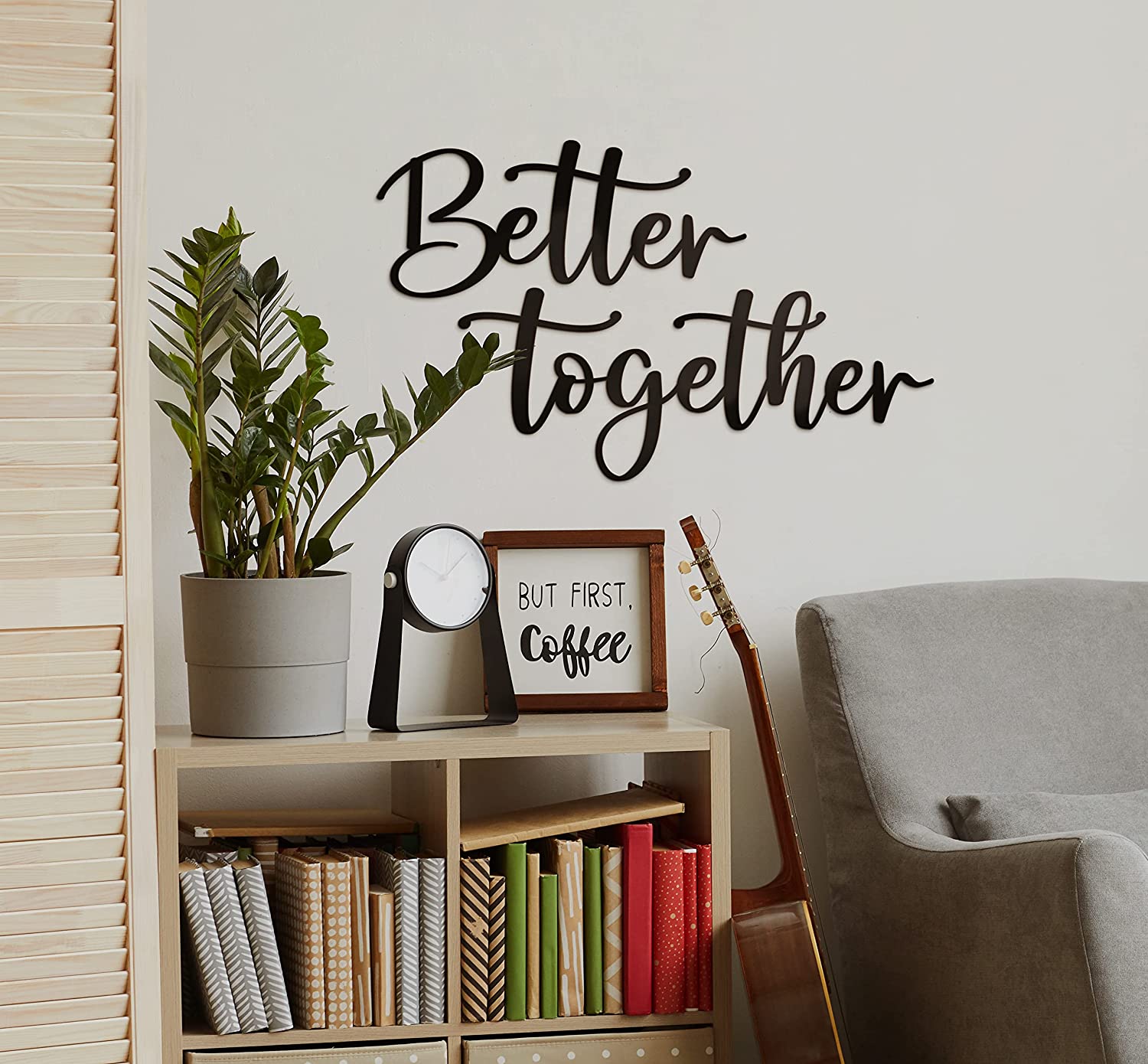 Better Together Sign Metal Wall Decor - 18"X16" Black Modern Better Together Farmhouse Metal Wall Signs for Hanging Home Wall Art Decor