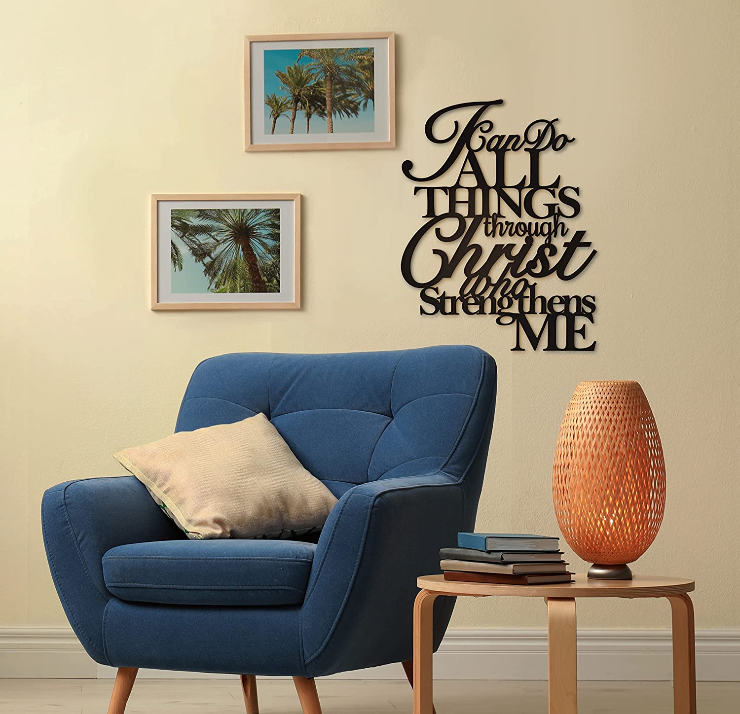 I Can Do All Things Through Christ Metal Wall Art, 17"X13" Philippians 4 13 Christ Home Decor