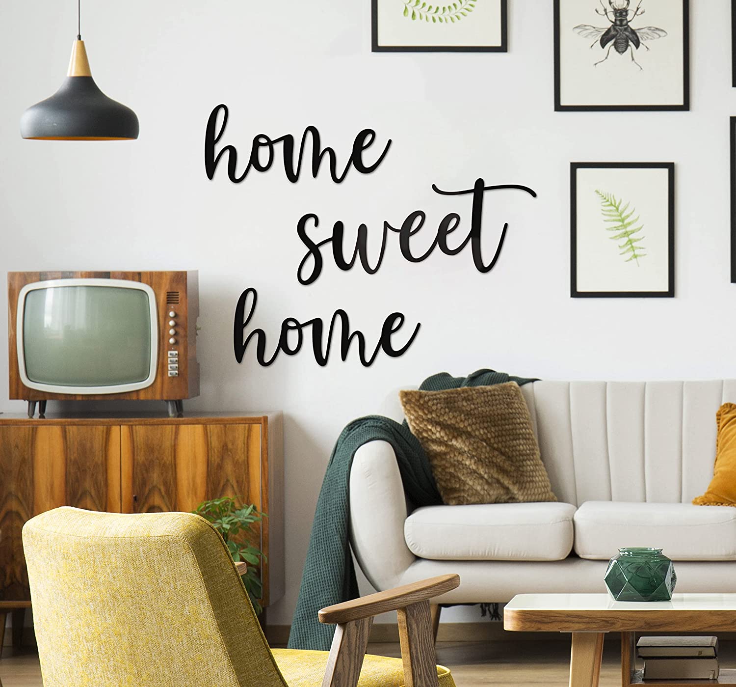 Home Sweet Home Metal Wall Decor - 18"X16" Black Modern Clearance Home Sweet Home Metal farmhouse home sign For Hanging Room Shelf Décor