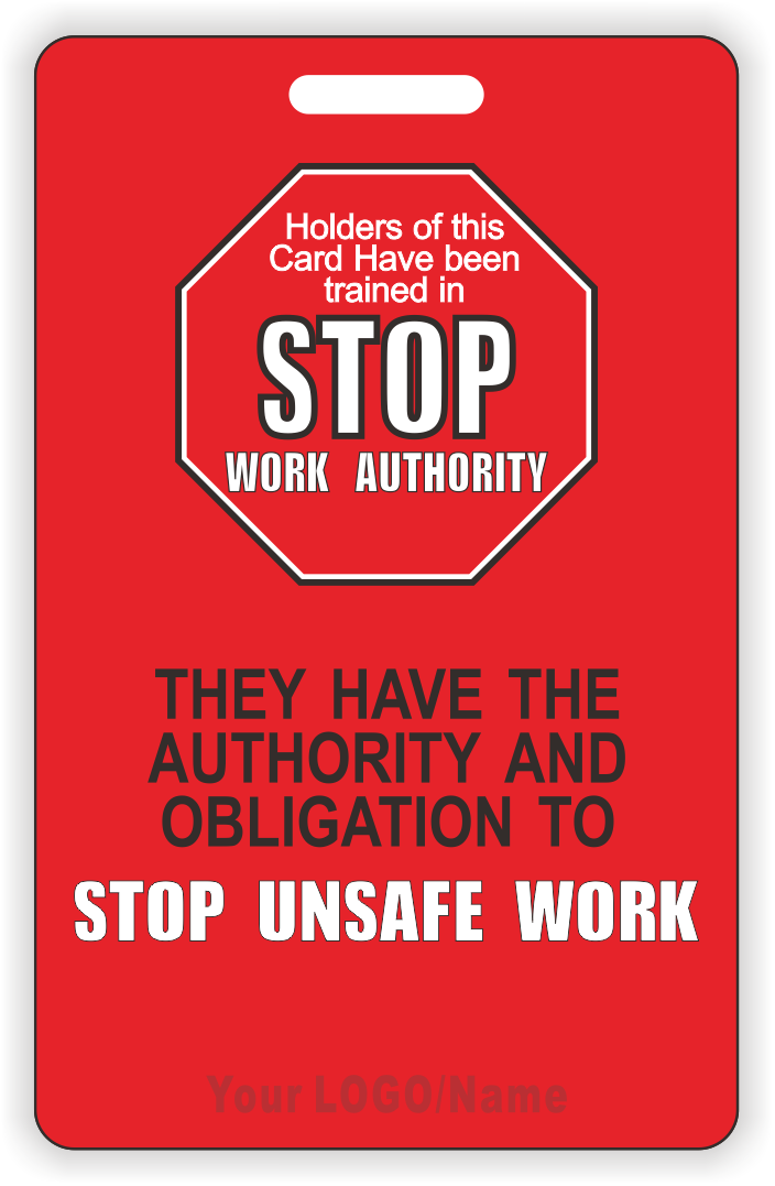 100pcs Customizable Stop Work Authority Cards