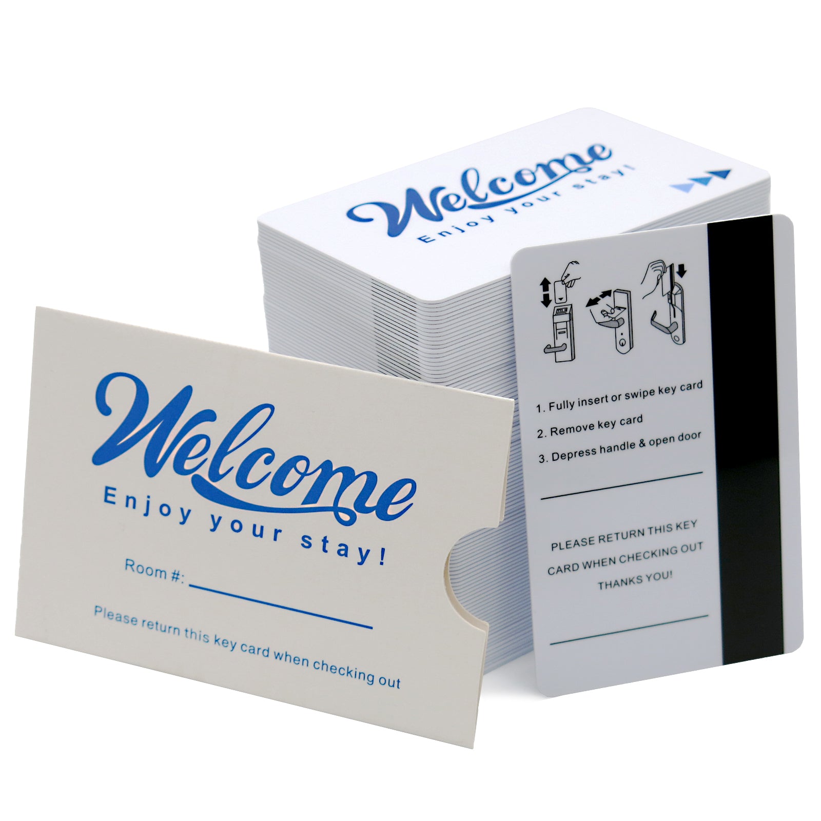 Cashier Depot hotel Keycard Envelope/Sleeve" Welcome Enjoy your stay!" 2-3/8" x 3-1/2" 250-1000 Count