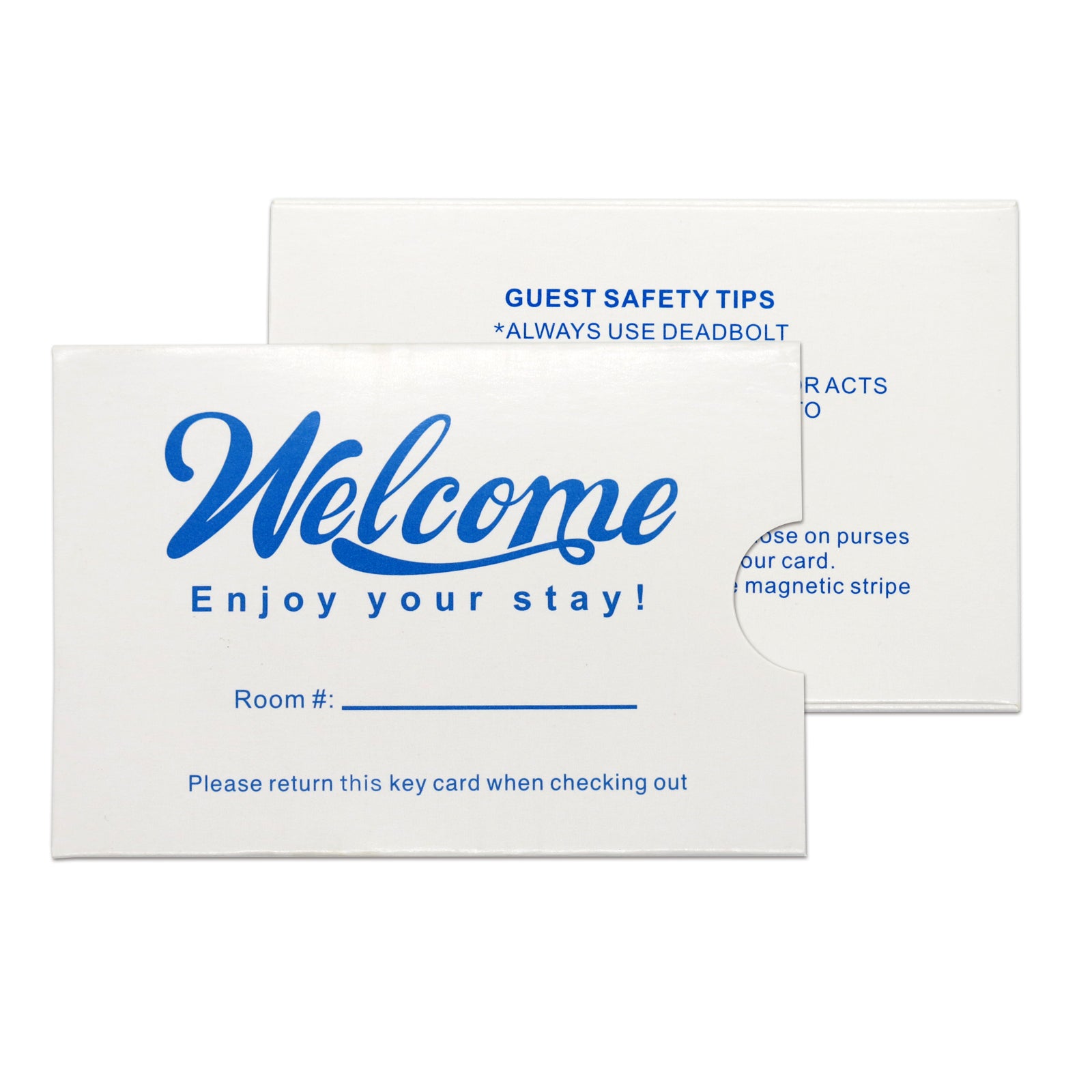 Cashier Depot hotel Keycard Envelope/Sleeve" Welcome Enjoy your stay!" 2-3/8" x 3-1/2" 250-1000 Count
