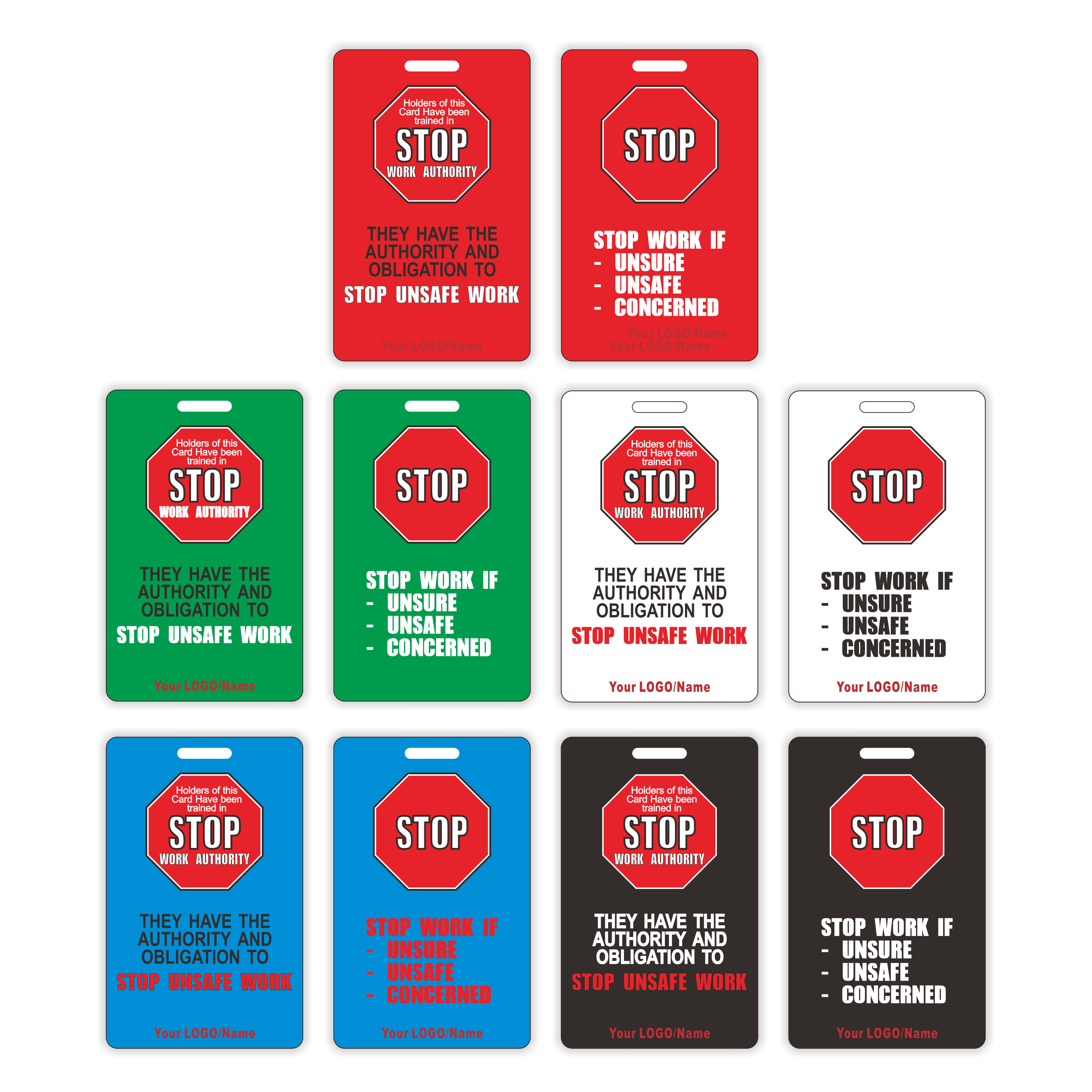 100pcs Customizable Stop Work Authority Cards