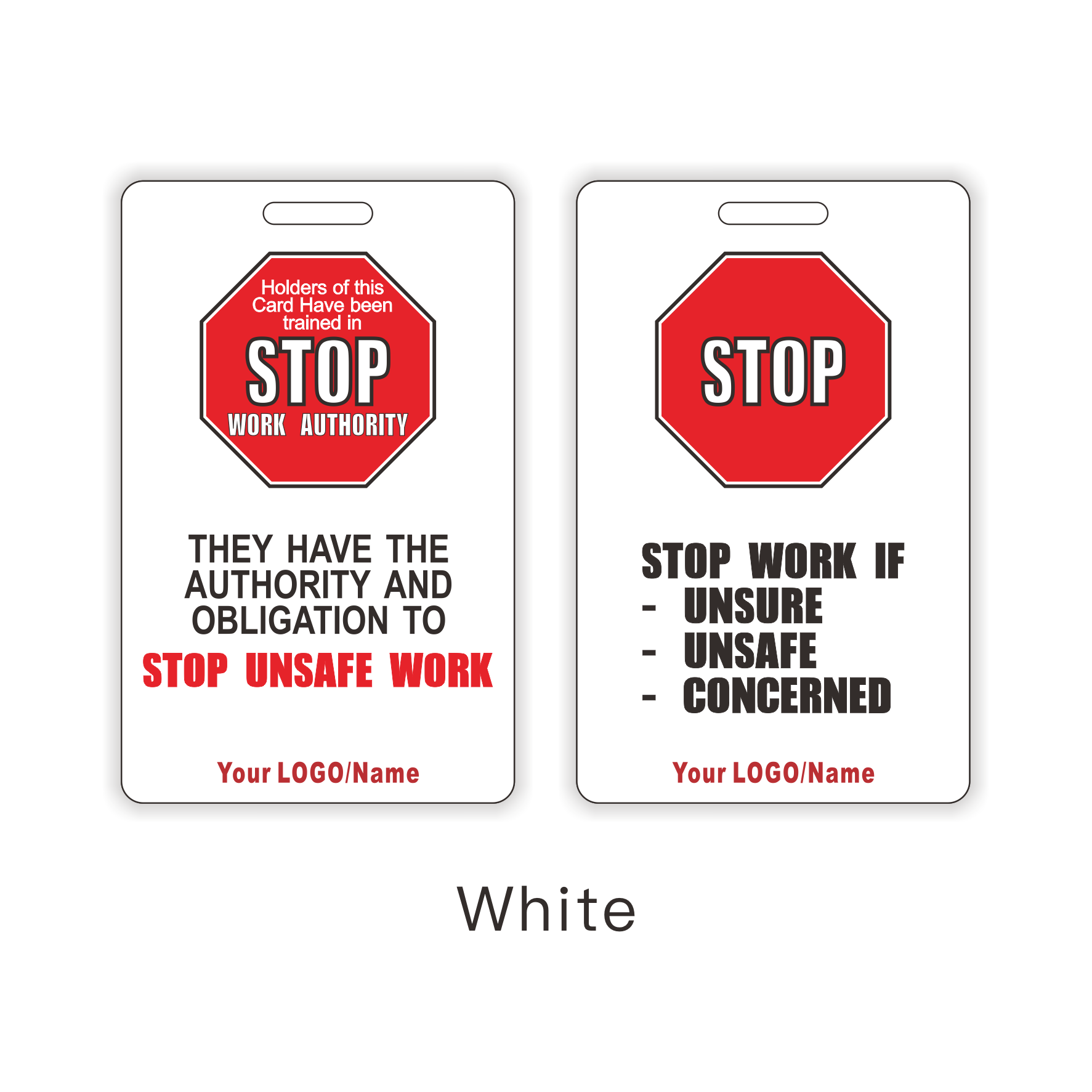 100pcs Customizable Stop Work Authority Cards